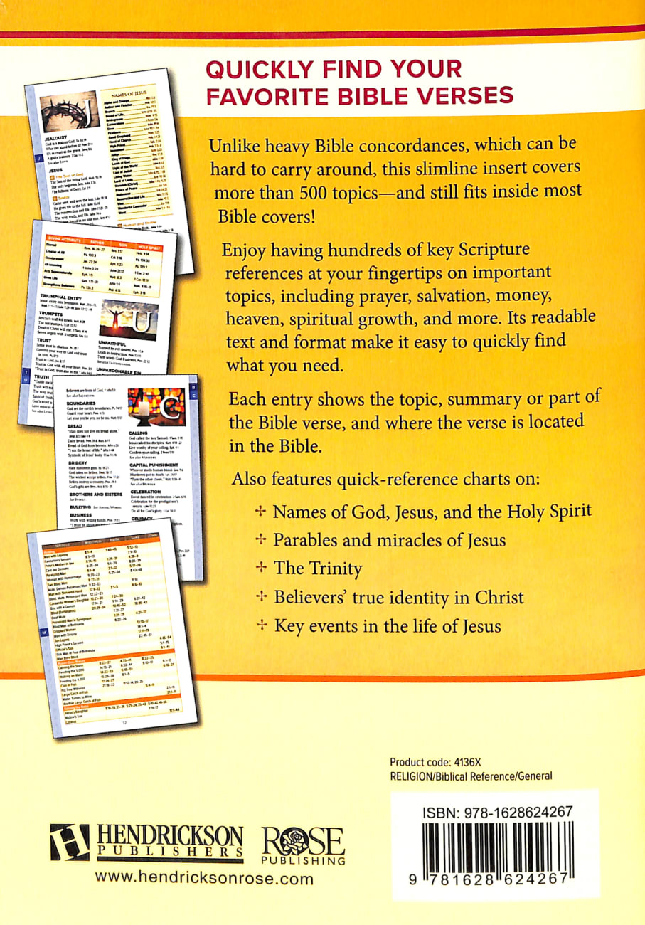 Topical Index: Bible Insert, Ultra-Slim Bible Tools Paperback