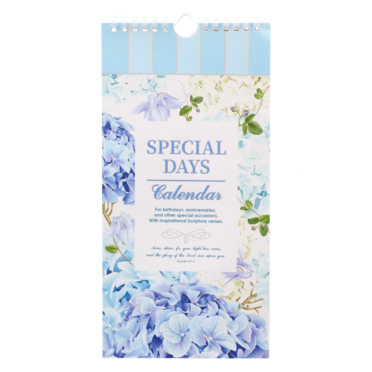 Undated Calendar: Special Days, Floral/Blue Spiral