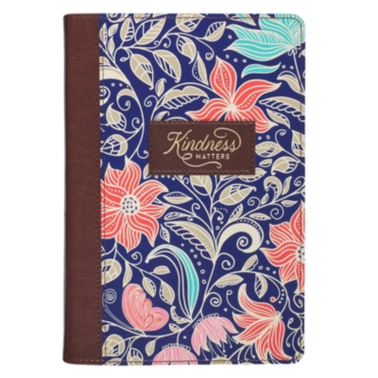 Classic Journal- Kindness Matters, Brown and Navy Floral With Ribbon Marker (Kindness Matters Collection) Imitation Leather