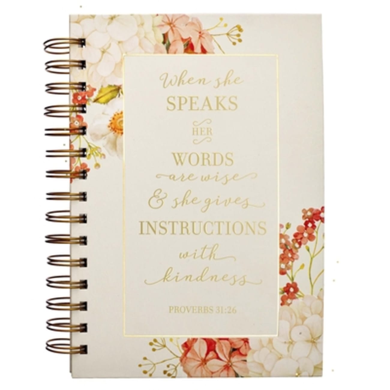 Journal White and Peach Floral (Proverbs 31: 26) (When She Speaks Collection) Spiral
