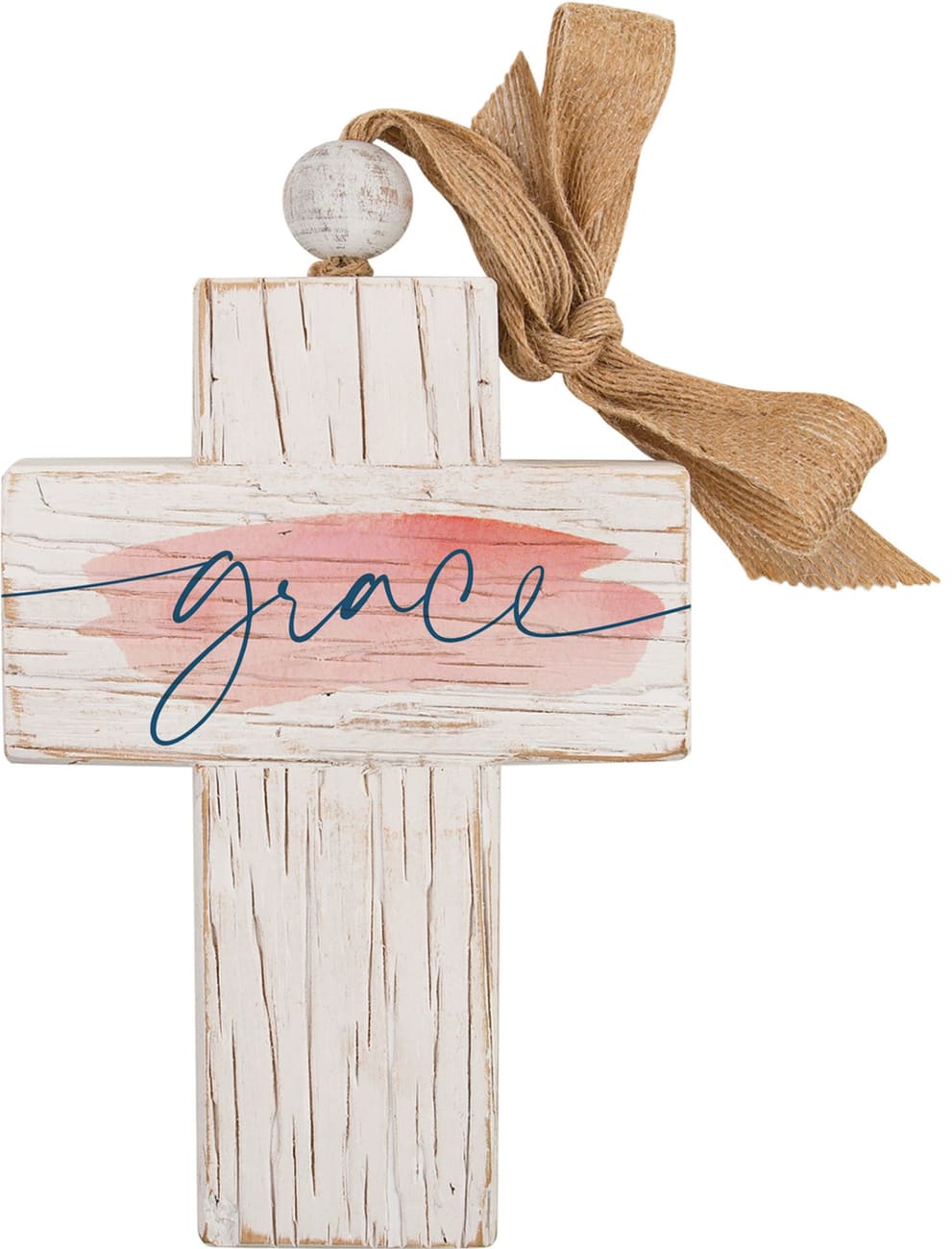 Cross: Grace, Bead and Ribbon For Hanging (Fir, Embossed Elm) Wall Art