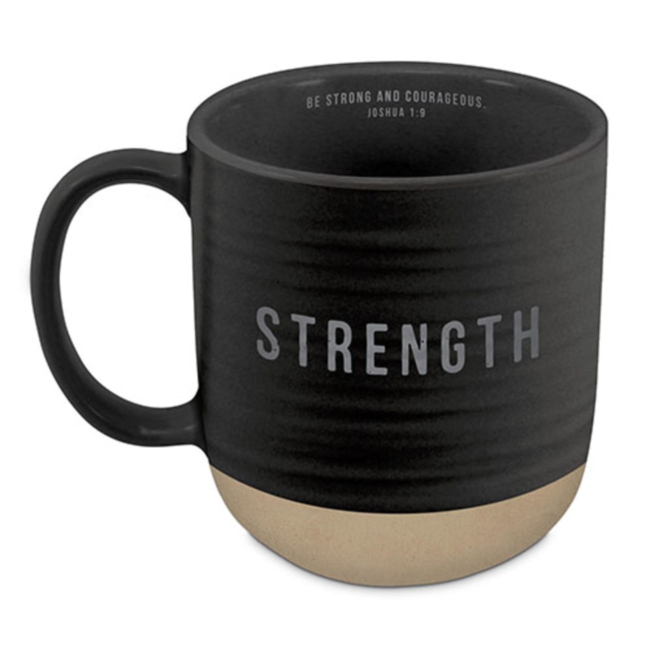 Ceramic Mug: Strength (Joshua 1:9) Black Texture (532ml) Homeware