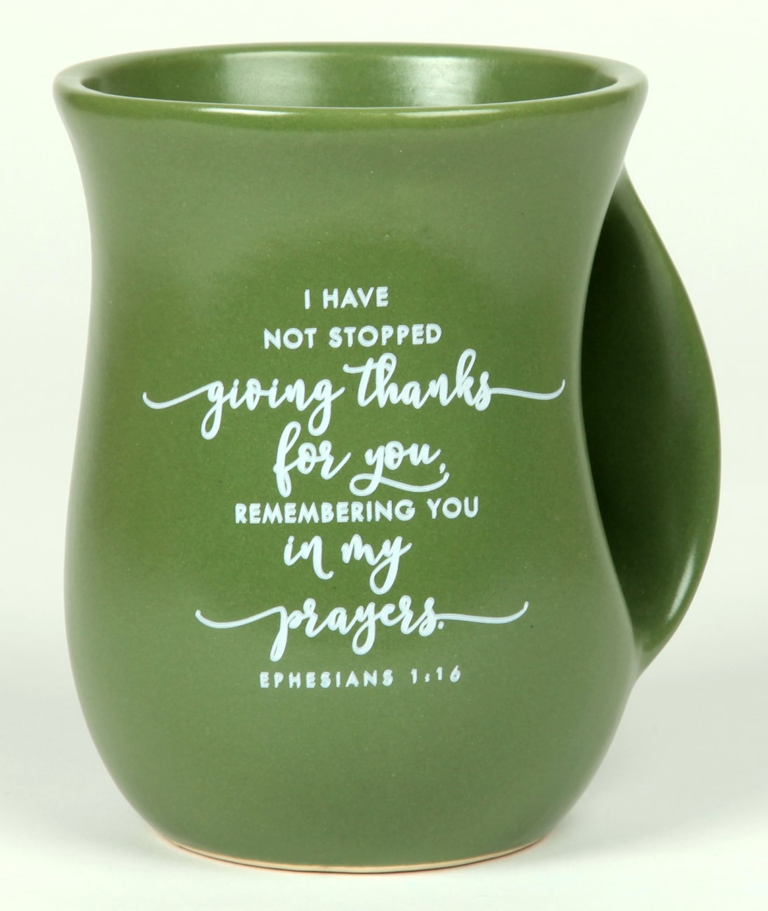 Ceramic Handwarmer Mug: Thankful, Green, Ephesians 1:16 (532 Ml) Homeware