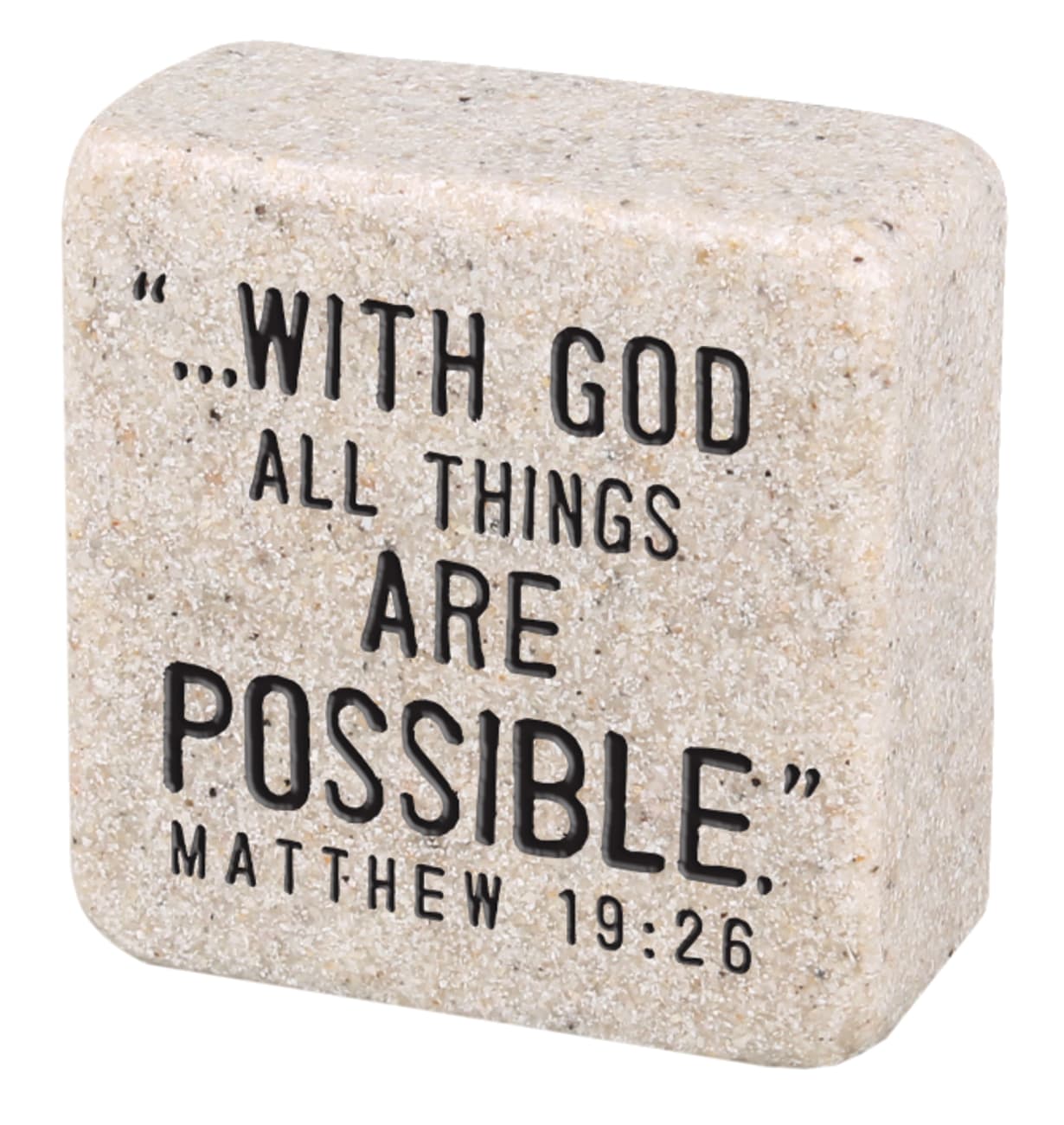 Cast Stone Plaque: Faith Scripture Stone, Cream (Matthew 19:26) Homeware