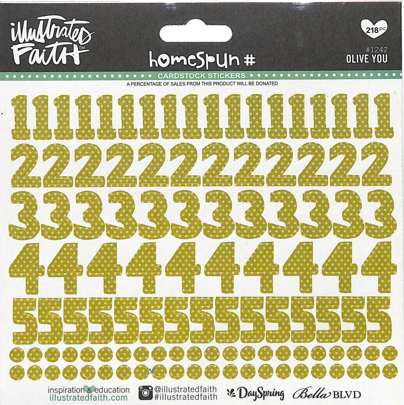 Olive You (Olive Numbers) (Illustrated Faith Homespun Number Stickers Series) Stickers