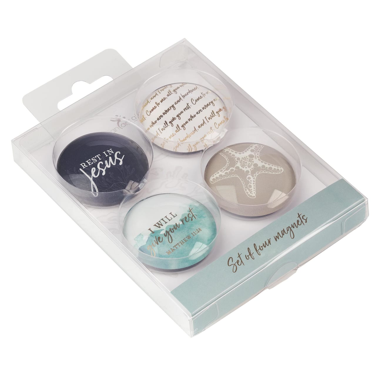 Glass Magnets Set of 4: I Will Give You Rest Homeware