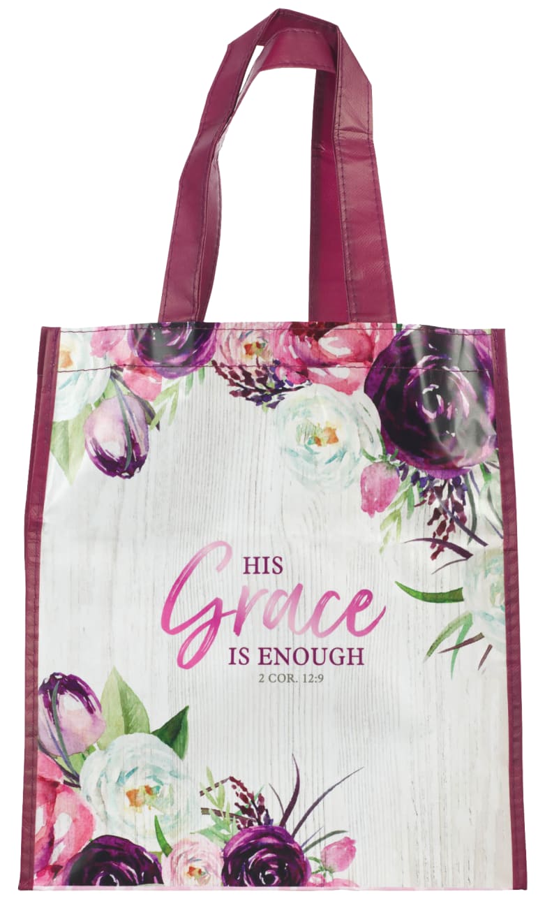 Non-Woven Tote Bag: His Grace is Enough Burgundy (2 Cor 12:9) (His Grace Is Enough Collection) Bags