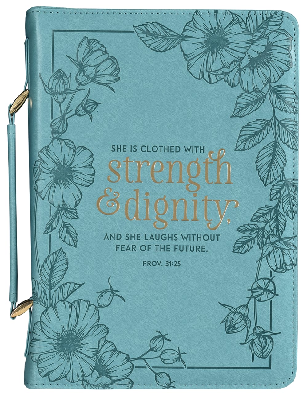Bible Cover Large: She is Clothed With Strength (Proverbs 31:25) Imitation Leather