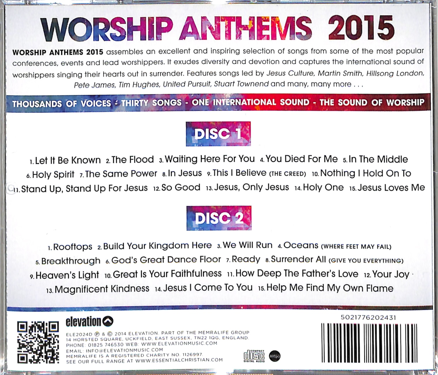 Worship Anthems 2015 (2 Cds) Compact Disc