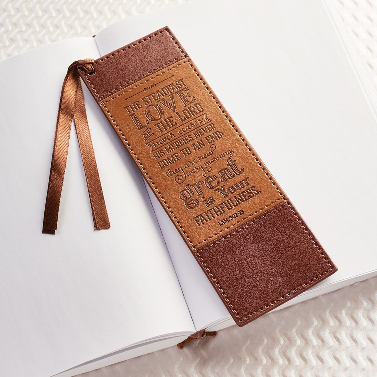 Bookmark Tassel: Steadfast Love, Brown/Tan Imitation Leather