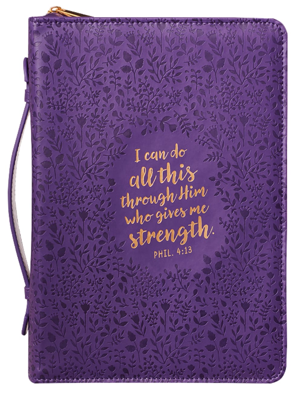 Bible Cover I Can Do All This Phil 4: 13, Large, Purple Floral Bible Cover
