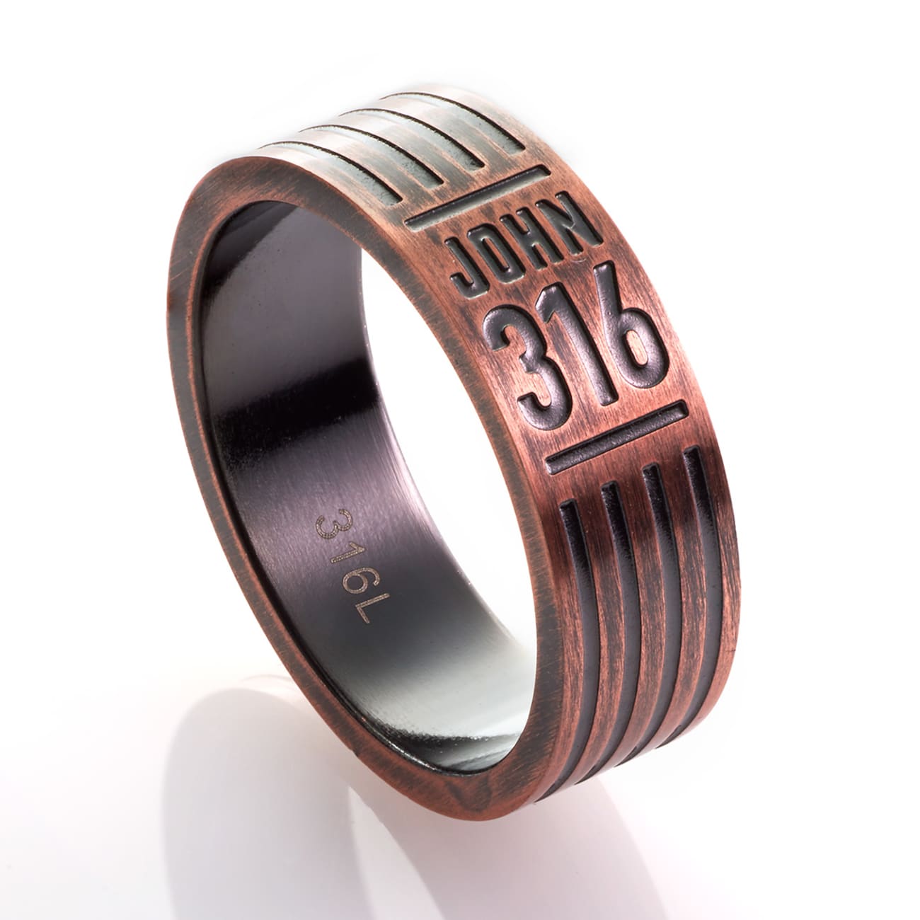 Mens Ring: Size 10, John 3:16, Copper Jewellery
