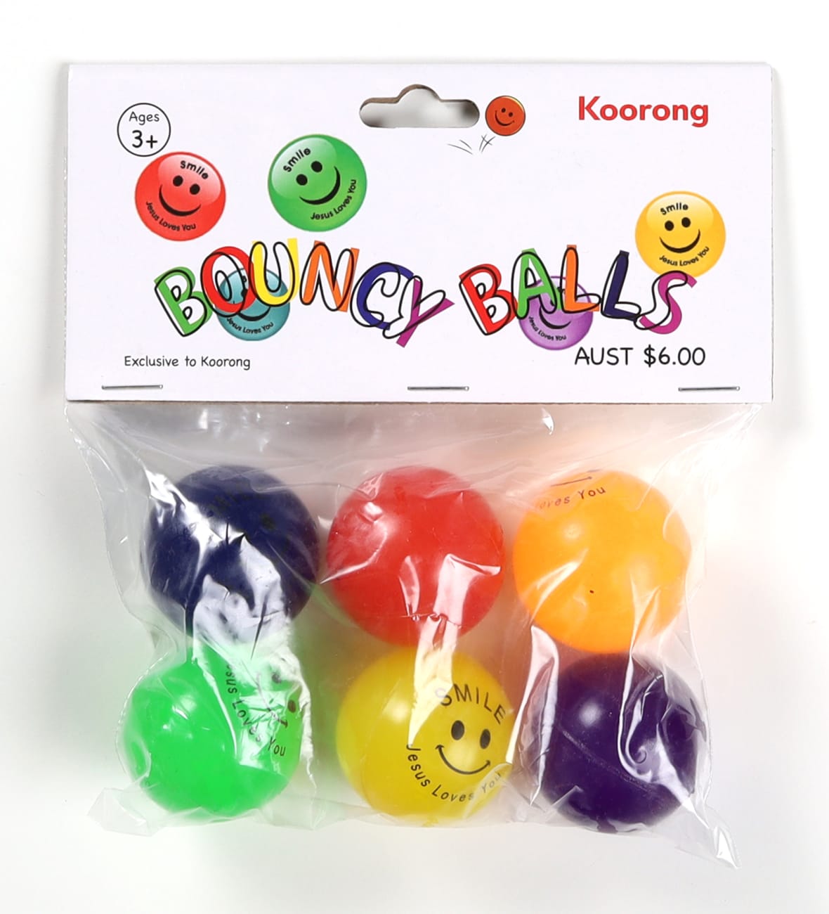 Bouncy Ball Pack of 6 Jesus Loves You (38mm Balls) | Koorong