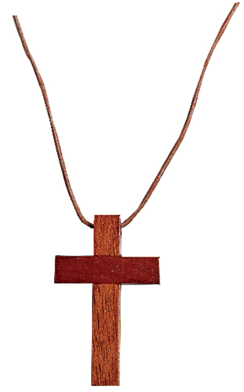 wooden cross necklace leather cord