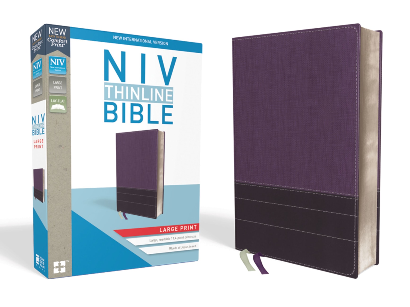 NIV Thinline Bible Large Print Purple (Red Letter Edition) Premium Imitation Leather