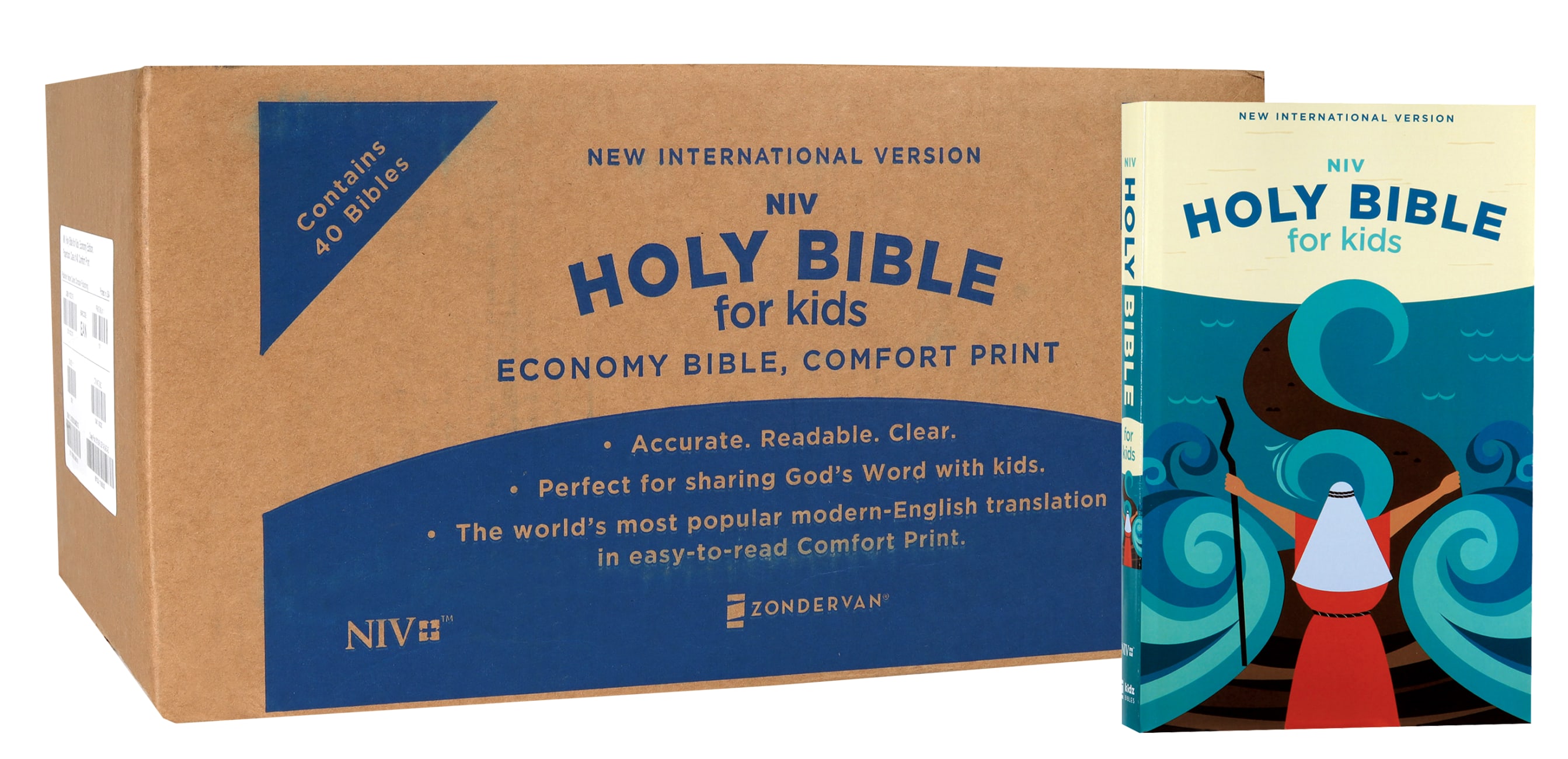 NIV Holy Bible For Kids Economy Comfort Print Edition (Black Letter Edition) (Case Of 40) Paperback