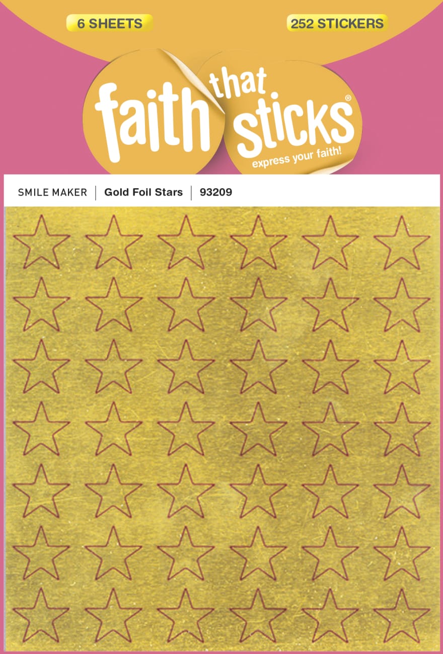 Gold Foil Stars (6 Sheets, 252 Stickers) (Stickers Faith That Sticks Series) Stickers