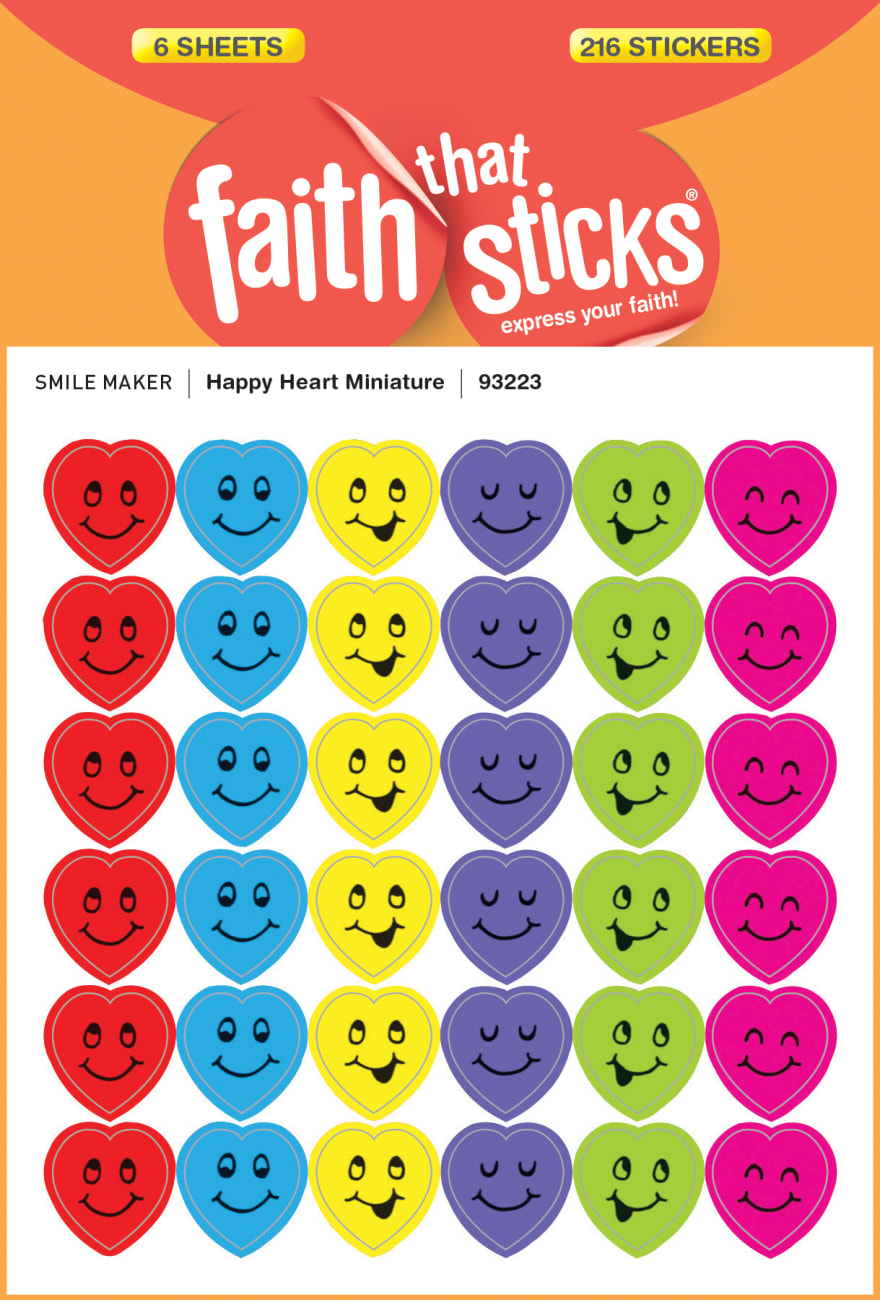 Happy Heart Miniature (6 Sheets, 216 Stickers) (Stickers Faith That Sticks Series) Stickers