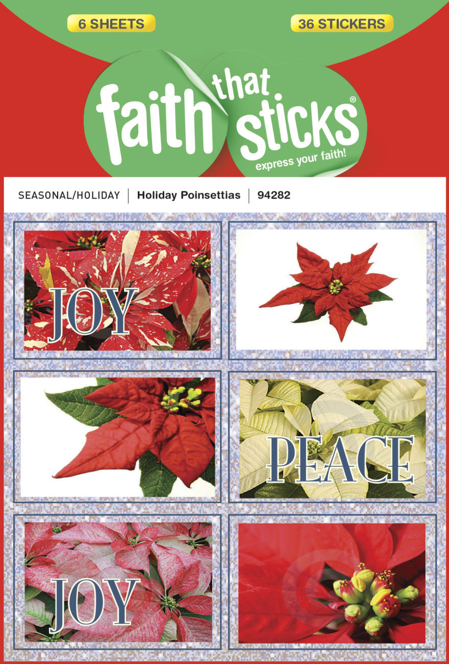 Holiday Poinsettias (6 Sheets, 36 Stickers) (Stickers Faith That Sticks Series) Stickers