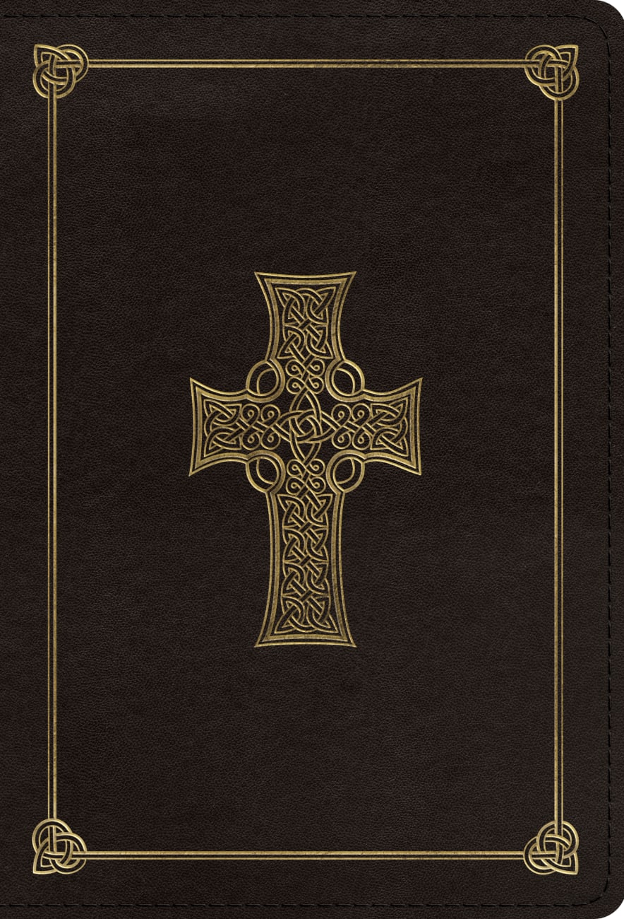 ESV Large Print Compact Bible Charcoal Celtic Cross Design (Red Letter Edition) Imitation Leather