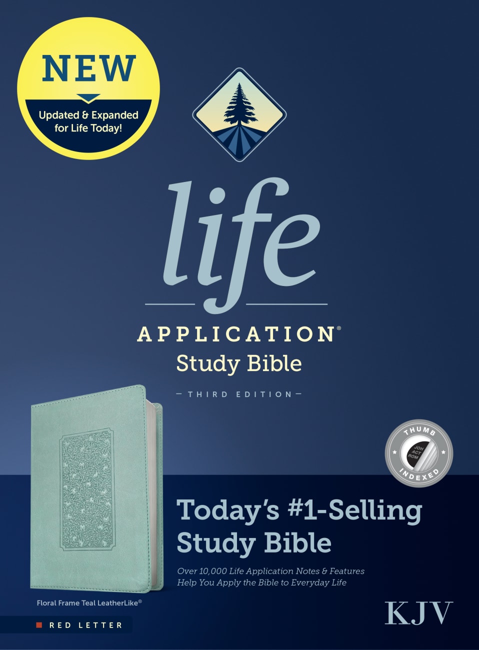 KJV Life Application Study Bible 3rd Edition Floral Frame Teal Indexed (Red Letter Edition) Imitation Leather