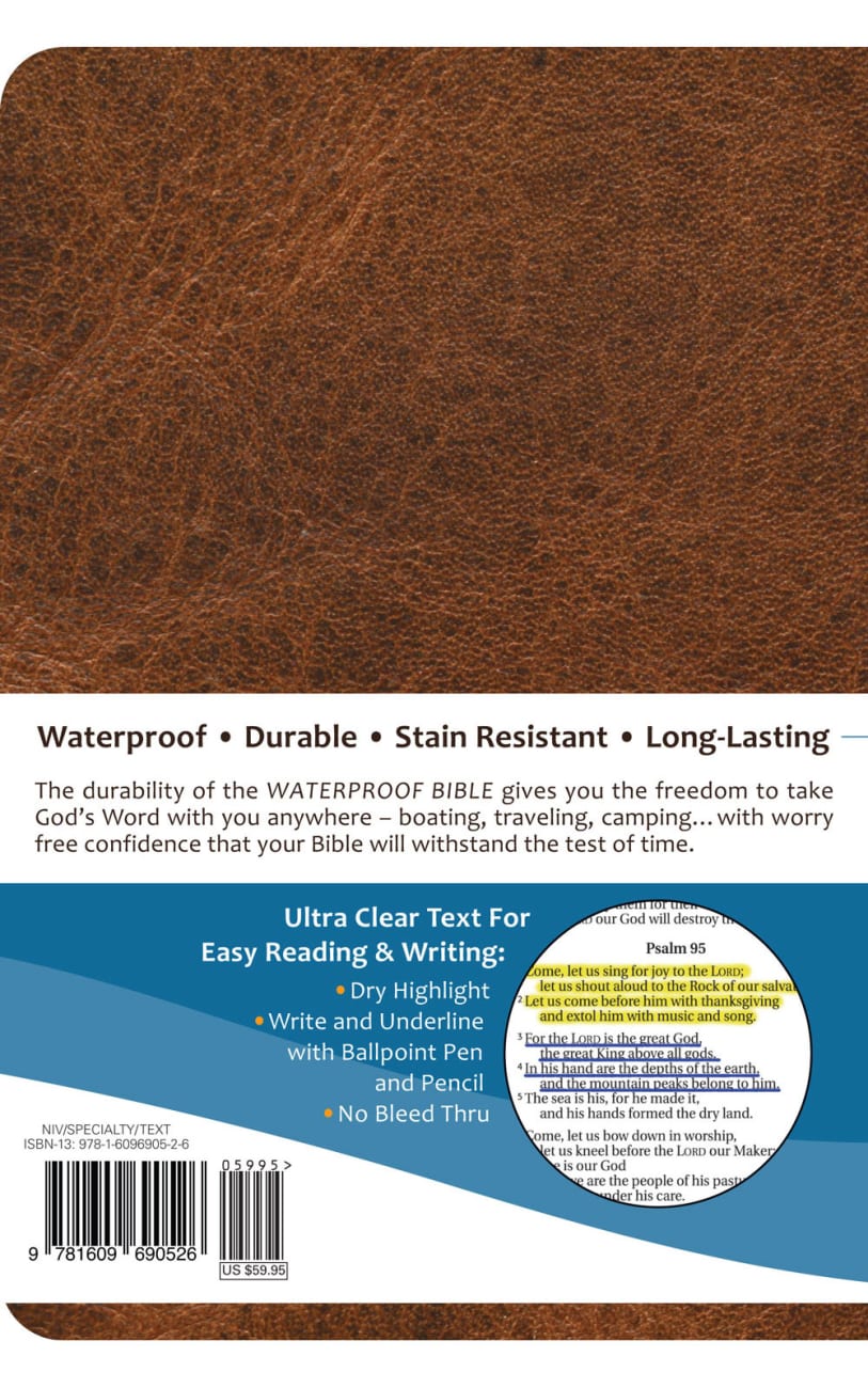 NIV Waterproof Bible Brown (Black Letter Edition) Waterproof