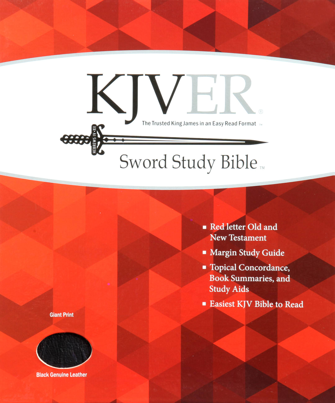Kjver Sword Study Bible Giant Print Black (Red Letter Edition) Genuine Leather