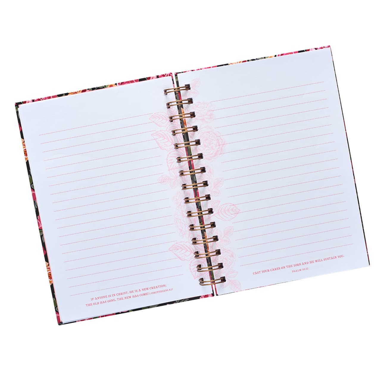 Journal: Serenity Prayer, Pink/Red Floral on Black Spiral