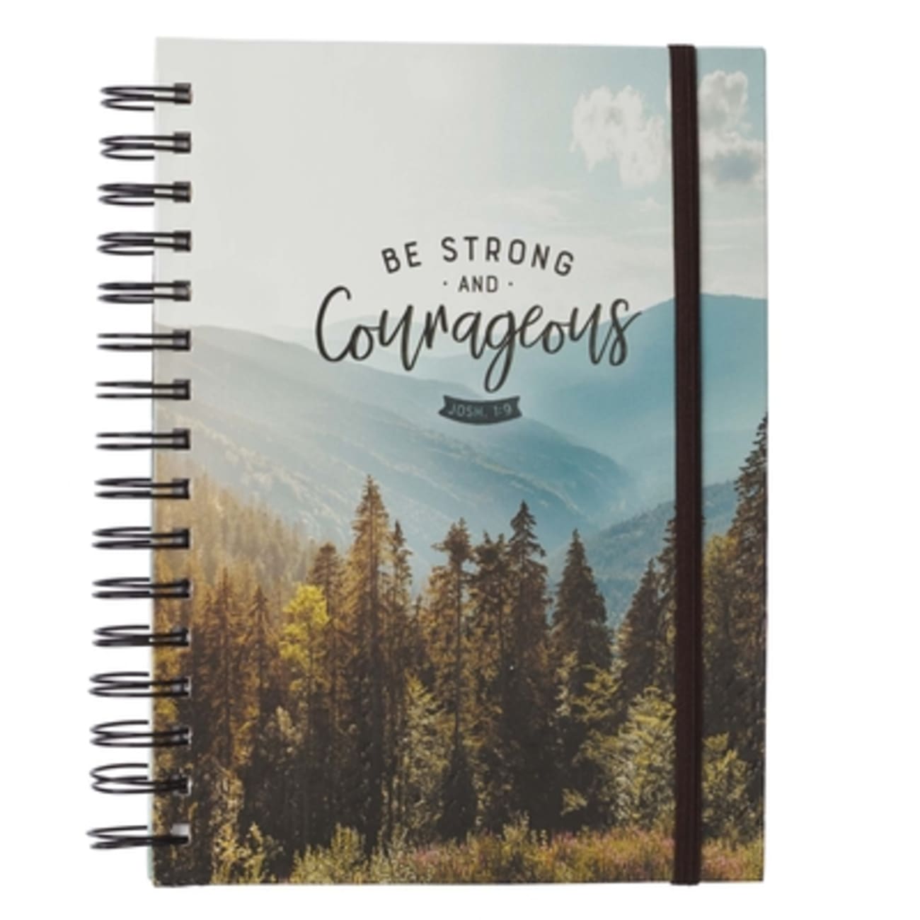 Journal: Courageous, Mountain and Tree Landscape, With Elastic Band Spiral