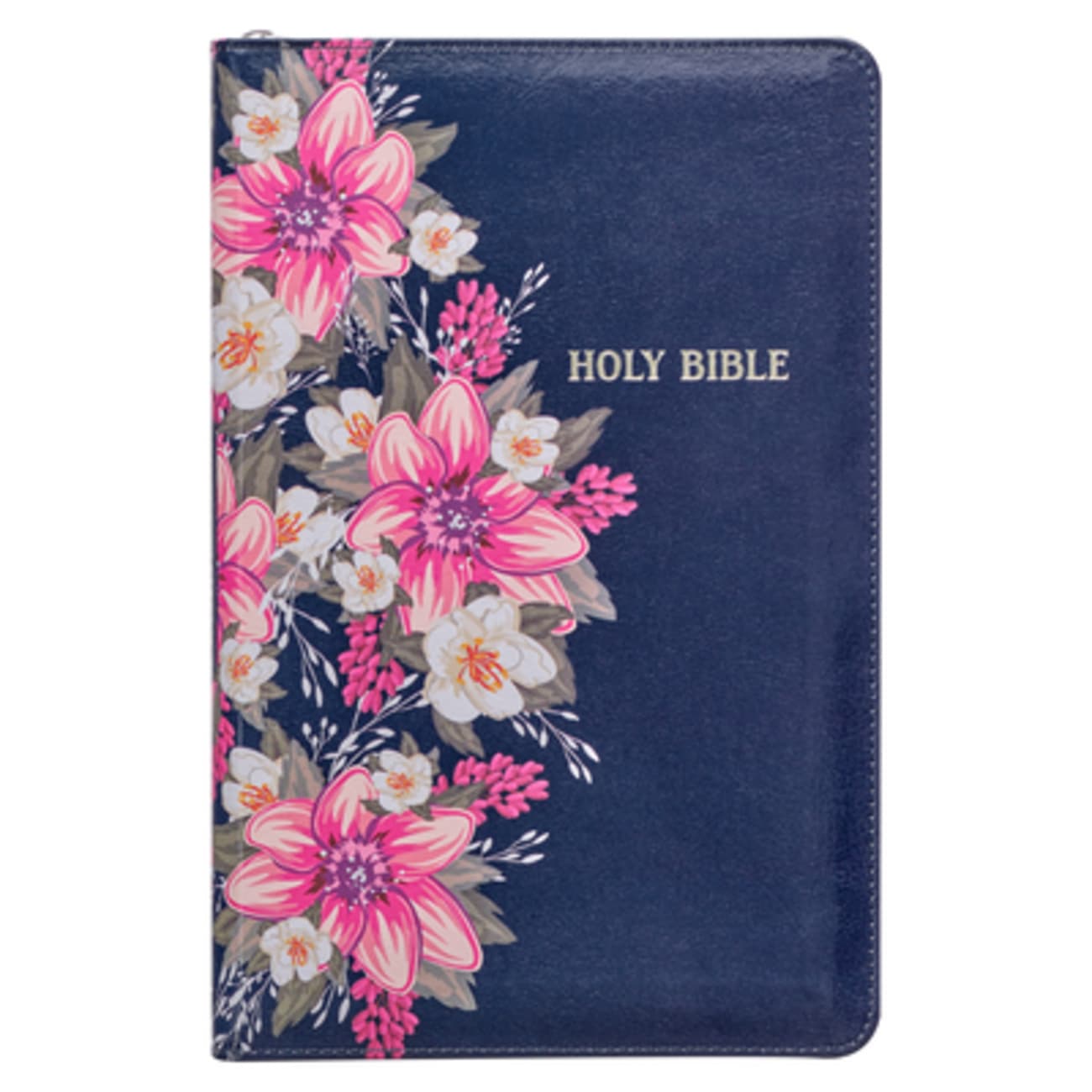 KJV Deluxe Gift Bible Blue Floral With Zipper And Thumb Index (Red ...