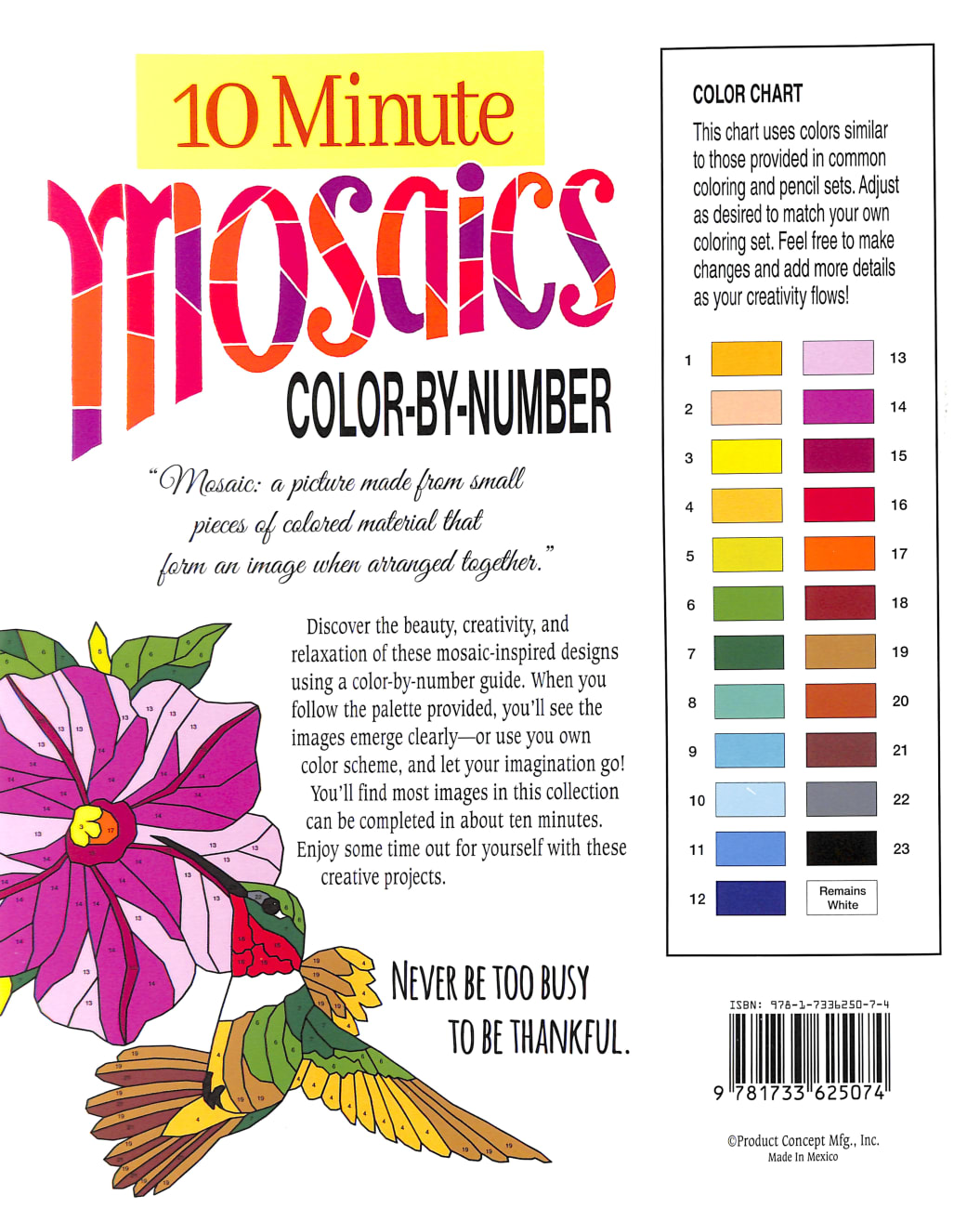 Acb: 10 Minute Mosaics  Color-By-Number Paperback