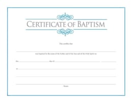 Certificate: Baptism Blue Foil (Pack 6) Church Supplies