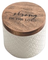 Textured Keepsake Box: Strong in Jesus, Cream Outside/Blue Inside
