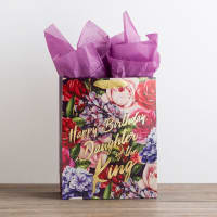 Gift Bag Large: Happy Birthday, Daughter of the King, Floral (Incl Two Sheets Tissue Paper & Gift Tag) Stationery