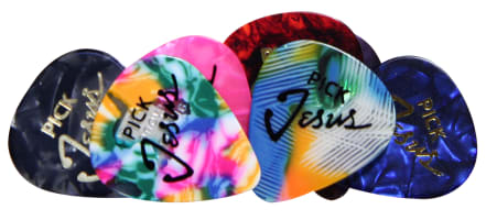 Guitar Pick: Pick Jesus Assorted Colours (One Pick For $2)