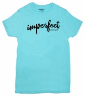 Imperfect and Forgiven, Medium, Round Neck, Pool Blue, 1 John 1: 19 (Grace & Truth Womens T-shirts Series)