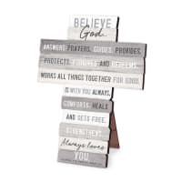 Stacked Wood Cross: Believe, Mdf, Easel Back, Wall Hanging Option