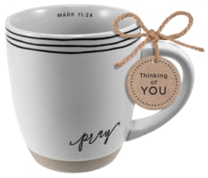 Ceramic Mug: Pray (Mark 11:24) Textured Etched Encouragement (414 Ml) Homeware
