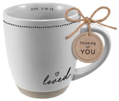 Ceramic Mug: Loved (Eph. 3:18-19) Textured Etched Encouragement (414 Ml) Homeware