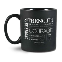 Ceramic Mug: Simple Faith, Strength, Black/White (Joshua 1:9) (473 Ml) Homeware