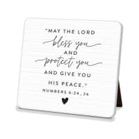 Ceramic Square Plaque: Bless You Easel Back (Numbers 6:24, 26)