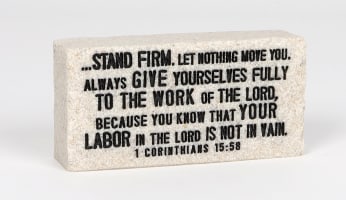 Stone Scripture Block: Stand Firm Engraved (1 Cor 15:58)