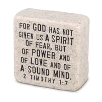 Cast Stone Plaque: Fearless Scripture Stone, Cream (2 Tim 1:7)