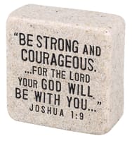 Cast Stone Plaque: Strength Scripture Stone, Cream (Joshua 1:9)