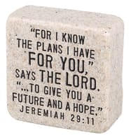 Cast Stone Plaque: His Plans Scripture Stone, Cream (Jeremiah 29:11)