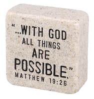 Cast Stone Plaque: Faith Scripture Stone, Cream (Matthew 19:26)