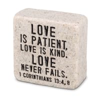 Stone Scripture Block: Love (1 Cor 13:4 & 8)