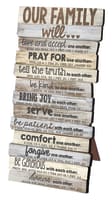 Tabletop Plaque: Our Family Will... Stacked Wood (Various Scriptures)