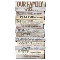 Plaque: Our Family Will, Mdf/Paper, Large, Stacked Wood