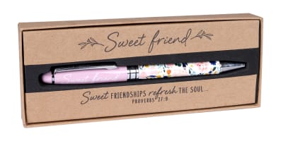 Metal Pen: Sweet Friend Watercolour Blooms (Proverbs 27:9)
